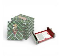 Emartbuy Christmas Two-Door Gift Card Boxes - Nutcracker Design - Green Argyle Festive Pattern - Ideal for Gift Cards, Cash & Vouchers - 13 x 15.3 x 3 cm - Pack of 6