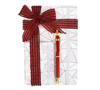 Emartbuy Cool Stationery Unique Gift Set with A5 Notebook, A7 Notebook, Mechanical Pencil and Ribbon - Geometric Marble Pink/White