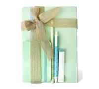 Emartbuy Cool Stationery Unique Gift Set with Pastel A5 and A7 Notebook Journal Eraser Gel Pen Pencil in Ribbon - Pastel Green