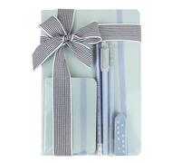 Emartbuy Cool Stationery Unique Gift Set with Pastel A5 and A7 Notebook Journal Gel Pen Pencil in Ribbon - Blue