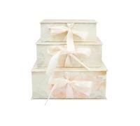 Emartbuy Cream Textured Floral Gift Box Set of 3 Large, Medium, Small