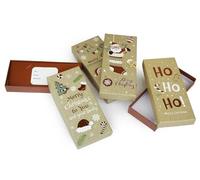 Emartbuy Gift Card & Money Holder Boxes - Pack of 12 | Rigid Kraft Boxes with 4 Festive Prints | Perfect for Cash, Notes, Vouchers & Christmas Gifting - 7.6 x 17 x 3 cm