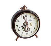 Emartbuy Guitar 5.5 Inch Non-Ticking Bedside/Table Quartz Alarm Clock | Battery operated with backlight and loud twin bell alarm, ideal for bedrooms, desks, offices, travel and everyday use.