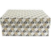 Emartbuy Handmade Cotton Paper Gift Box, Printed Black Gold, 23.5 x 23.5 x 10 cm (9.3 x 9.3 x 3.9 in)