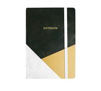 Emartbuy Hardbound Diary Notebook Notepad Writing Journal Ruled A5 96 pages With Elastic Band - Marble Effect Black