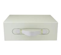 Emartbuy Ivory Folding Magnetic Gift Box with Faux Leather Handle - 33 x 25 x 12 cm - Fits Hampers, Books & Mid-Size Gifts - Birthdays Weddings Christmas Corporate Gifting Trade