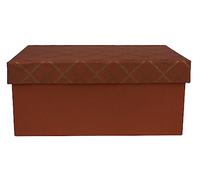 Emartbuy Pack of 10 Chequered Red Rigid Gift Box - 25 x 16 x 11 cm - Handmade Cotton Paper Presentation Box | Premium Packaging for Hampers, Bridesmaid Gifts, Birthdays, Weddings, Corporate Gifting