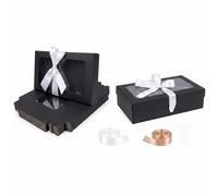 Emartbuy Pack of 12 Black Gift Boxes Clear Window Medium-Large 27x16x6 cm