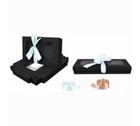 Emartbuy Pack of 12 Black Gift Boxes Clear Window Small Slim 21x12.5x2.5 cm