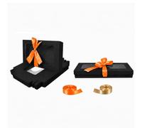 Emartbuy Pack of 12 Black Gift Boxes Clear Window Small Slim 21x12.5x2.5 cm