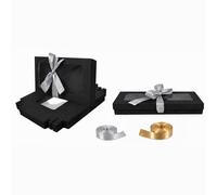 Emartbuy Pack of 12 Black Gift Boxes Clear Window Small Slim 21x12.5x2.5 cm