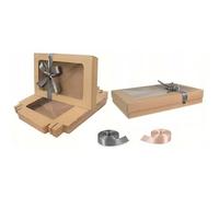 Emartbuy Pack of 12 Brown Gift Boxes Clear Window Large Wide 29.5x22x4.5 cm