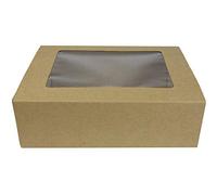 Emartbuy Pack of 12 Rectangle Shaped Presentation Gift Box, Slide Out Drawer Style, 17 cm x 13 cm x 5 cm, Brown Kraft Box with Clear Window Lid