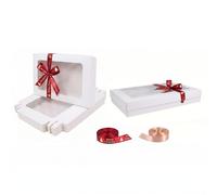 Emartbuy Pack of 12 White Gift Boxes Clear Window Large Wide 29.5x22x4.5 cm