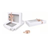 Emartbuy Pack of 12 White Gift Boxes Clear Window Large Wide 29.5x22x4.5 cm