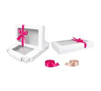 Emartbuy Pack of 12 White Gift Boxes Clear Window Large Wide 29.5x22x4.5 cm
