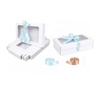 Emartbuy Pack of 12 White Gift Boxes Clear Window Medium-Large 27x16x6 cm