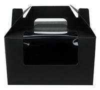 Emartbuy Pack of 24 Black Gift Boxes With Clear Window & Handle 16x16x9 cm