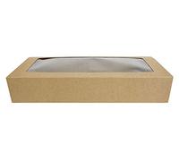 Emartbuy Pack of 24 Rectangle Shaped Presentation Gift Box, Slide Out Drawer Style, 27 cm x 12 cm x 5 cm, Brown Kraft Box with Clear Window Lid