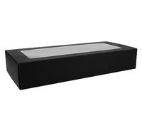 Emartbuy Pack of 24 Rectangle Shaped Presentation Gift Box, Slide Out Drawer Style, 27 cm x 12 cm x 5 cm, Black Kraft Box with Clear Window Lid