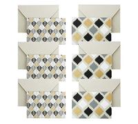 Emartbuy Pack of 6 Handmade Paper Money Envelopes With Notecard 9 x 13 cm Black Gold