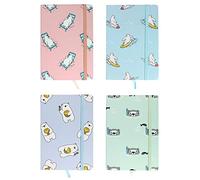 Emartbuy Polar Bear Hard Cover Exercise Book Diary Notebook Notepad Writing Journal Ruled A5 Size 96 Sheets (192 Pages) - Set of 4