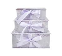 Emartbuy Purple Textured Floral Gift Box Set of 3 Large, Medium, Small