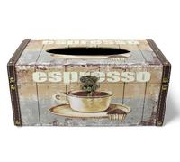 Emartbuy Retro Espresso Tissue Box Holder, MDF Engineered Wood Decorative Napkin Dispenser with Lid, Vintage Coffee Design for Home Kitchen Office Living Room, 11 x 25.5 x 13.5 cm