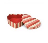 Emartbuy Rigid Heart Shaped Handmade Cotton Paper Gift Box - Large Size - 1 (22 × 19.5 × 9 cm), Printed Red Pink Gold with Red Interior, Luxury Presentation Box for Romantic & Special Occasion Gifts