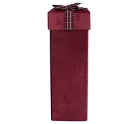 Emartbuy Rigid Luxury Rectangle Shaped Presentation Velvet Wine Whisky Bottle Gift Box, Burgundy Gift Box with Black Interior and Striped Decorative Ribbon