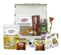 Emartbuy Savory & Sweet Indian Snacks Gift Box with Gathiya, Bhakarwadi, Ginger Thins, Coconut Chikki & More | Perfect for Festivals, Diwali Gifting, and Parties - Timeless Indian Treats Hamper