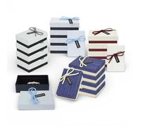 Emartbuy Set of 24 Assorted Colours Textured Cardboard Jewellery Ring Boxes With Decorative Ribbon, Gift Box for Anniversaries, Weddings, Birthdays Size - 8 cm x 5.5 cm x 2.7 cm