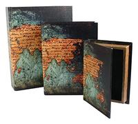 Emartbuy Set of 3 Secret Book KeepSafe Vintage Storage Box World Map