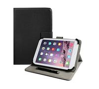 Emartbuy Universal 10-11.5 Inch Black Multi Angle Folio Wallet Case Cover With Card Slots Red Elastic Strap and Stylus Pen Compatible With Selected Devices Listed Below