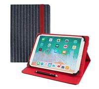 Emartbuy Universal 10-11.5 Inch Denim Straight Line Multi Angle Folio Wallet Case Cover With Card Slots and Stylus Pen Compatible With Selected Devices Listed Below
