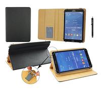 Emartbuy Universal 11.6-12.5 Inch Black Multi Angle Folio Wallet Case Cover With Card Slots Tan Interior Black Elastic Strap and Stylus Pen Compatible With Selected Devices Listed Below