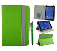 Emartbuy Universal 7-8.8 Inch Green Multi Angle Folio Wallet Case Cover With Card Slots Grey Elastic Strap and Stylus Pen Compatible With Selected Devices Listed Below