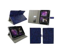 Emartbuy Universal 7-8.8 Inch Vintage Floral Blue Multi Angle Folio Wallet Case Cover With Card Slots and Stylus Pen Compatible With Selected Devices Listed Below