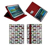 Emartbuy Universal 9.1 Inch - 10.5 Inch Campervans Multi Angle Folio Wallet Case Cover With Card Slots Red Elastic Strap and Stylus Pen Compatible With Selected Devices Listed Below