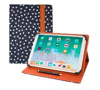 Emartbuy Universal 9.1 Inch - 10.5 Inch Denim Floral Multi Angle Folio Wallet Case Cover With Card Slots and Stylus Pen Compatible With Selected Devices Listed Below
