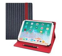 Emartbuy Universal 9.1 Inch - 10.5 Inch Denim Straight Line Multi Angle Folio Wallet Case Cover With Card Slots and Stylus Pen Compatible With Selected Devices Listed Below