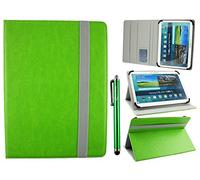 Emartbuy Universal 9.1 Inch - 10.5 Inch Green Multi Angle Folio Wallet Case Cover With Card Slots Grey Elastic Strap and Stylus Pen Compatible With Selected Devices Listed Below