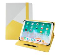 Emartbuy Universal 9.1 Inch - 10.5 Inch Grey Yellow Multi Angle Folio Wallet Case Cover With Card Slots and Stylus Pen Compatible With Selected Devices Listed Below