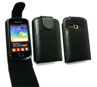 Emartbuy® Value Pack For Samsung S6500 Galaxy Mini 2 Premium PU Leather Flip Case/Cover/Pouch Black + Compatible Micro USB Car Charger + LCD Screen Protector