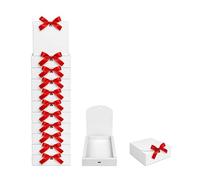 Emartbuy White Kraft Gift Box with Red Ribbon - 24 x 24 x 5 cm - Fits Chocolates, Scarves & Stationery Sets - Birthdays Weddings Christmas Corporate Gifting Trade Wholesale - Pack of 12