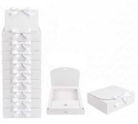 Emartbuy White Kraft Gift Box with White Ribbon - 31 x 25.5 x 8 cm - Fits Books, Photo Frames & Flat Gift Sets - Birthdays Weddings Christmas Corporate Gifting Trade Wholesale - Pack of 12