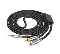 EMASDGEY 3.5mm to Double Male Cable Heavy Duty, Silver straight head 5M | Male Connector Cable for Connection Smartphone Tablet Speakers Devices Gold Plate Stereo Adapter Heavy Duty