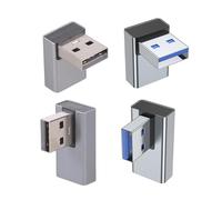 EMASDGEY 4Pcs USB Male to Female Right Angled 90 Degree Turn, Grey | USB3.0 Header 90 Degree Right Angled, for Laptop, Data Sync Adapter, Charging Extension, Male to Female