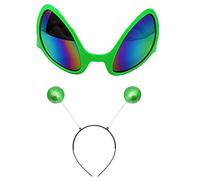 EMASDGEY Alien Headband and Glasses, 2Pcs Halloween, Green colored headba