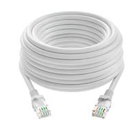 EMASDGEY RJ45 Ethernet Cable with Molded Strain Relief At Each, White 10M | Molded Strain Relief At Both Plugs, Round Cable Profile, Direct Ethernet Link Between Matching RJ45 Ports